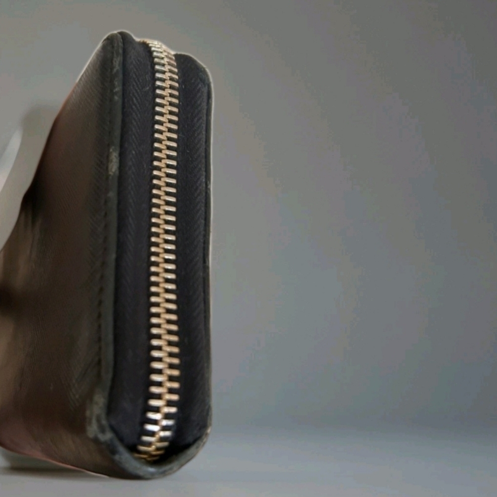 PRADA Zip Around Long Wallet Black Saffiano Leather Gold Logo Made In Italy - Picture 9 of 10